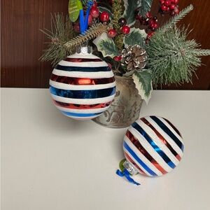 Festive Glass Striped Holiday Ornaments